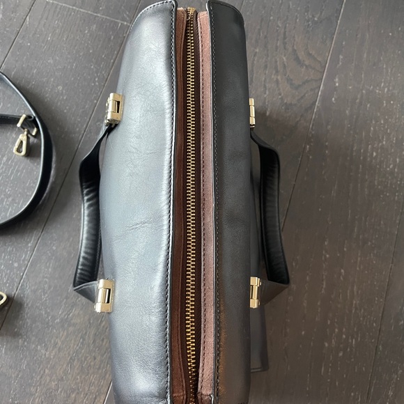 Kate Spade Black/Brown Leather and Suede Zip Satchel handbag - Picture 9 of 13